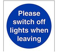 V Safety Please Switch Off Lights When Leaving Sign - 100mm x 100mm - 1mm Rigid Plastic