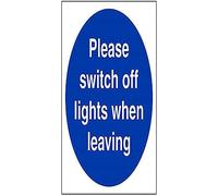 V Safety Please Switch Off Lights When Leaving Sign - 150mm x 150mm - Self Adhesive Vinyl