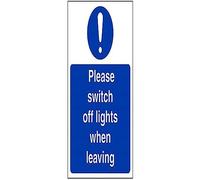 V Safety Please Switch Off Lights When Leaving Sign - 150mm x 200mm - Self Adhesive Vinyl