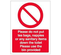 V Safety Please Use Bin Provided 150 x 200 mm - Glow In The Dark Self Adhesive Vinyl Safety Sign