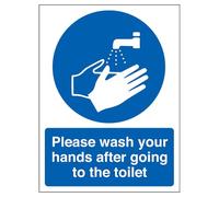 V Safety Please Wash Your Hands After - Portrait 300 x 400 mm - 3mm Brushed Aluminium Composite Safety Sign