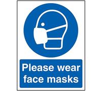 V Safety Please Wear Face Masks - 150mm x 200mm - 1mm Rigid Plastic