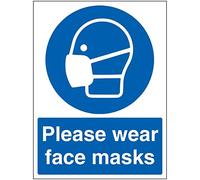 V Safety Please Wear Face Masks - 300mm x 400mm - Self Adhesive Vinyl