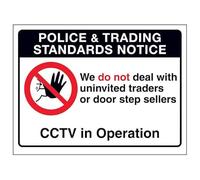 V Safety Police & Trading Standards Notice, We Do...CCTV In Operation 150 x 100 mm - 2mm Rigid Plastic Safety Sign