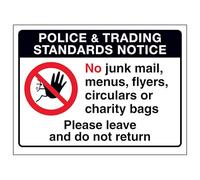 V Safety Police & Trading Standards...Please Leave and Do Not... 150 x 100 mm - Glow In The Dark 1mm Rigid Plastic Safety Sign
