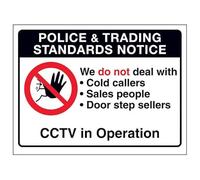 V Safety Police & Trading...We Do Not Deal With...CCTV in Operation 150 x 100 mm - Glow In The Dark 1mm Rigid Plastic Safety Sign
