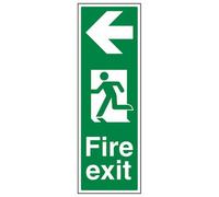 V Safety Portrait Fire Exit Arrow Left Sign - Glow In The Dark - 150X450mm (X3)
