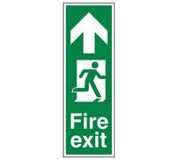 V Safety Portrait Fire Exit Arrow Up Sign - Glow In The Dark - 150X450mm (X3)