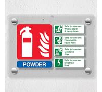 V Safety Powder Fire Extinguisher - 200 x 150 mm - Acrylic Perspex Cast Clear Safety Sign