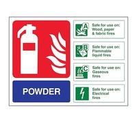 V Safety Powder Fire Extinguisher - Landscape 150 x 100 mm - 3mm Aluminium Composite Safety Sign