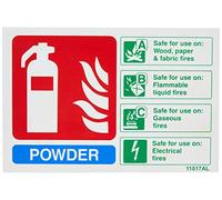 V Safety Powder Id Fire Extinguisher Sign - 150mm x 100mm - 1mm Rigid Plastic