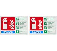 V Safety Powder Id Fire Extinguisher Sign - 150mm x 100mm - 1mm Rigid Plastic (Pack of 2)