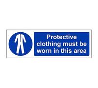 V Safety PPE Must Be Worn In This Area - Landscape 300 x 100 mm - Glow In The Dark Self Adhesive Vinyl Safety Sign