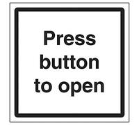 V Safety Press Button To Open - 150mm x 150mm - Window Sticker