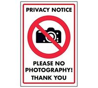 V Safety Privacy Notice/Please No Photography! Thank You Sign - 300mm x 400mm - Rigid Plastic