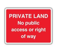 V Safety Private Land No Public Access Or Right Of Way - Red Landscape Safety Sign - 400 x 300 mm - Face Adhesive Window Sticker