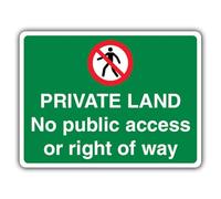 V Safety Private Land No Public Access Or Right Of Way Safety Sign - 400 x 300 mm - RA2 Reflective 3mm Aluminium Composite
