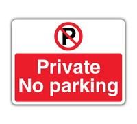 V Safety Private No Parking - Prohibition Symbol With ‘P’ - Landscape Safety Sign - 600 x 450 mm - RA2 Reflective 3mm Aluminium Composite