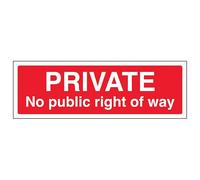 V Safety Private No Public Right Of Way - Landscape 450 x 150 mm - Glow In The Dark 1mm Rigid Plastic Safety Sign