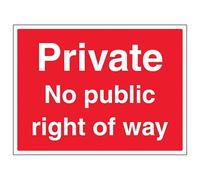 V Safety Private No Public Right Of Way - Large Landscape 400 x 300 mm - 3mm Aluminium Composite Safety Sign