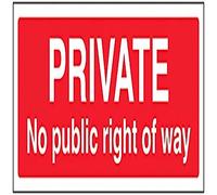 V Safety Private, No Public Right Of Way Sign - 300mm x 100mm - Self Adhesive Vinyl