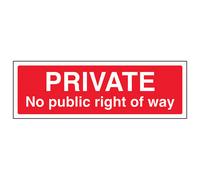 V Safety Private No Public Right Of Way Sign - Rigid Plastic - 450X150mm (X3)