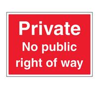 V Safety Private No Public Right Of Way Sign - Rigid Plastic - 600X450mm (X3)