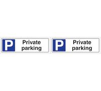 V Safety Private Parking - Landscape 300 x 100 mm - 1mm Rigid Plastic Safety Sign (Pack of 2)