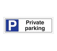 V Safety Private Parking - Landscape 300 x 100 mm - 3mm Brushed Aluminium Composite Safety Sign