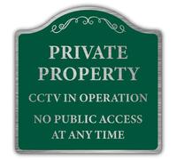V Safety Private Property CCTV In Operation No Public Access At Any Time - Prestige Safety Sign - 600 x 600 mm - 3mm Brushed Aluminium Composite