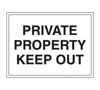 V Safety Private Property Keep Out Sign - 300mm x 200mm - 2mm Rigid Plastic