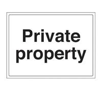 V Safety Private Property - Large Landscape 400 x 300 mm - Glow In The Dark Self Adhesive Vinyl Safety Sign