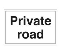 V Safety Private Road - Landscape 400 x 300 mm - Glow In The Dark Self Adhesive Vinyl Safety Sign
