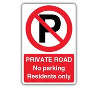 V Safety Private Road No Parking Residents Only - Prohibition 'P' Safety Sign - 300 x 450 mm - 3mm Aluminium Composite