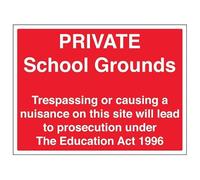 V Safety Private School Grounds 300 x 200 mm - 3mm Aluminium Composite Safety Sign