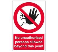 V Safety Prohibition Access - No Unauthorised Persons Allowed Beyond Point - 300 X 400MM Safety Sign With Snap Frame