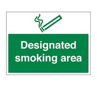 V Safety Prohibition No Smoking - Designated Smoking Area - 400 X 300MM Safety Sign With Snap Frame