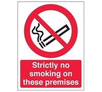 V Safety Prohibition No Smoking - Strictly No Smoking On These Premises - 300 X 400MM Safety Sign With Snap Frame