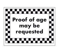 V Safety Proof of Age May Be Requested 200 x 150 mm - Glow In The Dark 1mm Rigid Plastic Safety Sign