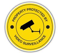 V Safety Property Protected By CCTV - Circle Safety Sign - 80 x 80 mm - Face Adhesive Window Sticker