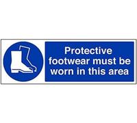 V Safety Protective Footwear Must Be Worn In This Area PPE Sign - 450mm x 150mm - 1mm Rigid Plastic