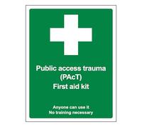 V Safety Public Access Trauma First Aid Kit - Approved By Counter Terror Bodies 200 x 300 mm - 2mm Super-Tough Rigid Plastic Safety Sign