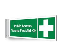 V Safety Public Access Trauma First Aid Kit - Corridor Sign 450 x 150 mm - 3mm Indoor Palboard Safety Sign