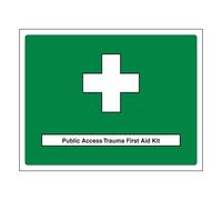V Safety Public Access Trauma First Aid Kit - Landscape 200 x 150 mm - Face Adhesive Window Sticker