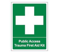 V Safety Public Access Trauma First Aid Kit - Portrait 100 x 150 mm - Glow In The Dark Self Adhesive Vinyl Safety Sign