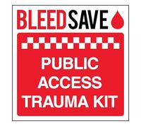 V Safety Public Access Trauma Kit - Window Sticker 150 x 150 mm - Glow In The Dark 1mm Rigid Plastic
