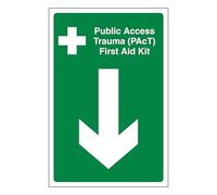 V Safety Public Access Trauma (PAcT) First Aid Kit Arrow Down 300 x 400 mm - Glow In The Dark Self Adhesive Vinyl