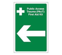 V Safety Public Access Trauma (PAcT) First Aid Kit Arrow Left 300 x 400 mm - Glow In The Dark 1mm Rigid Plastic