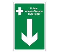 V Safety Public Access Trauma (PAcT) Kit Arrow Down 300 x 400 mm - 3mm Brushed Aluminium Composite