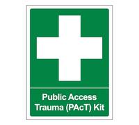V Safety Public Access Trauma (PAcT) Kit - Portrait 200 x 300mm - 1mm Rigid Plastic Safety Sign